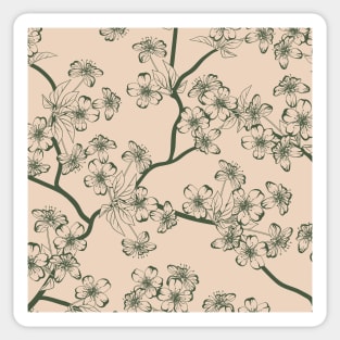 Japandi Cherry Blossom Green Sticker